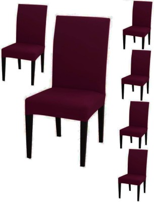 DECORIAN Polycotton Plain Chair Cover(Purple Pack of 6)
