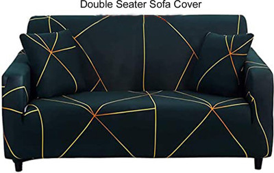 HOUSE OF QUIRK Polyester Abstract 2 Seater Sofa Cover(Green Gold Pack of 1)