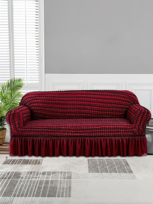Jaide Polyester Polka 3 Seater Sofa Cover(Maroon Pack of 1)