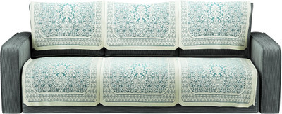 KUBER INDUSTRIES Cotton 3 Seater Sofa Floral Cover(Pack of 6 Blue, White)