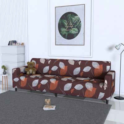 B BESTILO Polyester Checkered 4 Seater Sofa Cover(Brown Leaf Pack of 1)