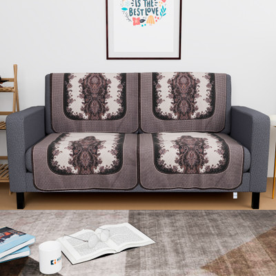 HOMESTIC by Kuber Industries Polyester 2 Seater Sofa Floral Cover(Pack of 4 Yellow, Black)