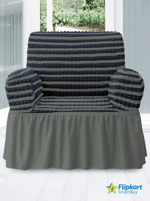 Flipkart SmartBuy Polyester Geometric Sofa Cover(Grey, Black Pack of 1)