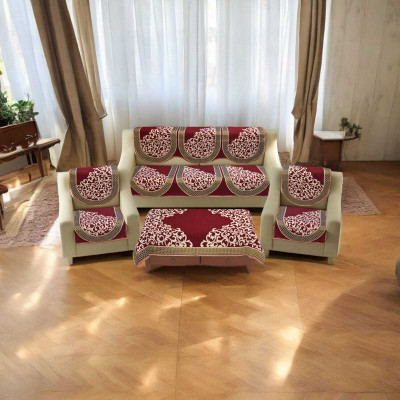 DFH Polycotton Abstract 3+1+1 Seater Sofa Cover(Multicolor Pack of 1)