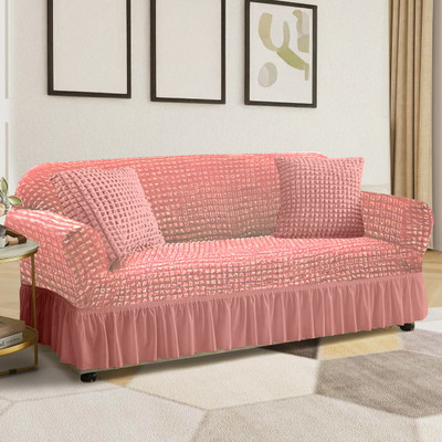 Flipkart SmartBuy Polyester Plain 2 Seater Sofa Cover(Pink Pack of 1)