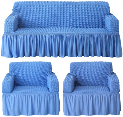 HOKiPO Polyester 3+1+1 Seater Sofa Plain Cover(Pack of 3 Sky Blue)