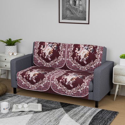 KUBER INDUSTRIES Velvet Floral Sofa Cover(Maroon Pack of 4)