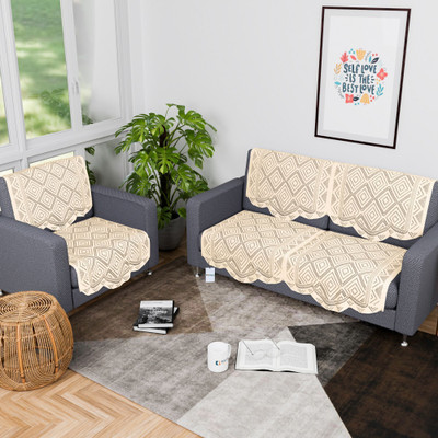 HOMESTIC by Kuber Industries Cotton 3 Seater Sofa Floral Cover(Pack of 6 Yellow)