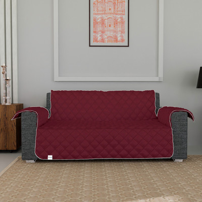 HOMESTIC by Kuber Industries Polyester Floral 3+1+1 Seater Sofa Cover(Maroon, Grey Pack of 1)