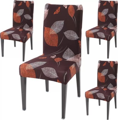 papsun Polyester Floral Chair Cover(Maroon Pack of 4)