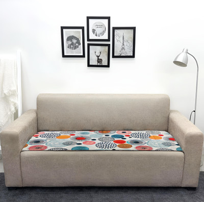 FABANE Velvet Abstract 3 Seater Sofa Cover(White Pack of 1)