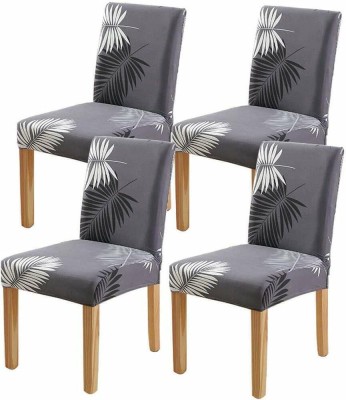 VARIKSH HOMES Polycotton Floral Chair Cover(grey Pack of 4)