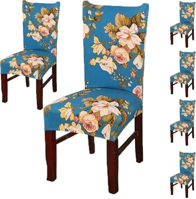 CUTEXT FASHION Polycotton Floral Chair Cover(Blue Pack of 6)