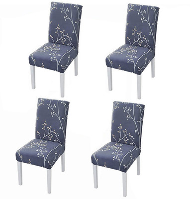 Magic Cover Polyester Abstract 1 Seater Chair Cover(Grey Pack of 4)