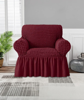Jaide Polyester Polka 1 Seater Sofa Cover(Maroon Pack of 1)