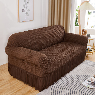 KUBER INDUSTRIES Polyester 3 Seater Sofa Checkered Cover(Pack of 1 Brown)