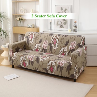 HOKiPO Polyester Floral Sofa Cover(Buff Brown Pack of 1)