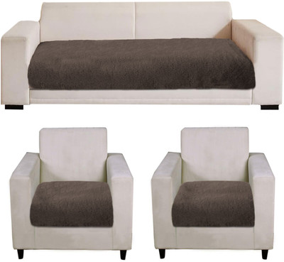 Flooring India Polyester Plain 3+1+1 Seater Sofa Cover(Choco Pack of 3)