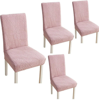 vinsano Jacquard 1 Seater Chair Plain Cover(Pack of 4 baby pink)