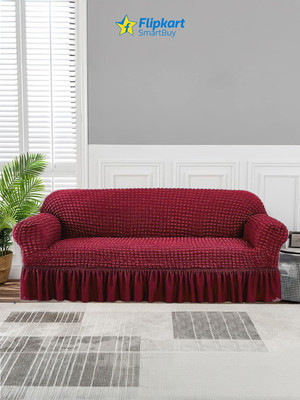 Flipkart SmartBuy Polyester Plain 3 Seater Sofa Cover(Maroon Pack of 1)
