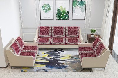 Nendle Velvet Abstract 3+2+2 Seater Sofa Cover(Maroon Pack of 6)