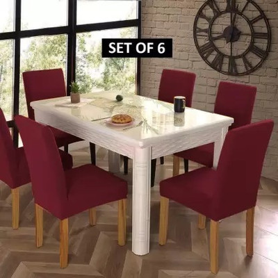 Gonsgadapp Polyester Plain 1 Seater Chair Cover(MAROON Pack of 6)