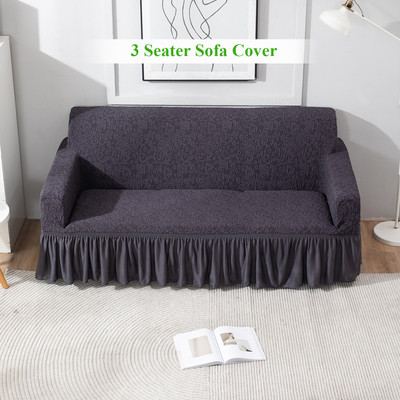 HOKiPO Jacquard 3 Seater Sofa Damask Cover(Pack of 1 Abbey Grey)