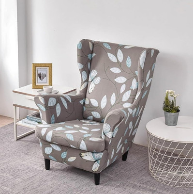 HOUSE OF QUIRK Polyester Abstract 1 Seater Chair Cover(White Pack of 1)