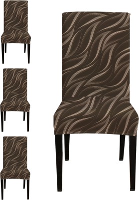 Eleganta Polyester Floral Chair Cover(Brown Pack of 4)