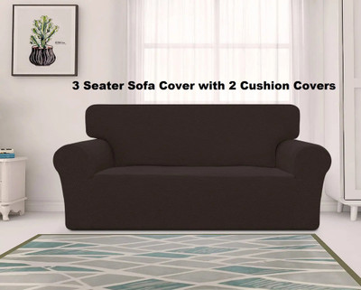 lukzer Polyester Geometric 3 Seater Sofa Cover(Brown Pack of 1)