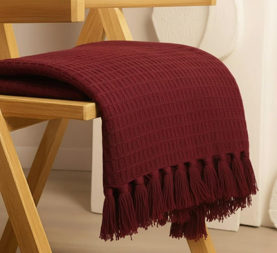 Belgium Furnishings Cotton 1 Seater Sofa Checkered Cover(Pack of 1 Maroon)