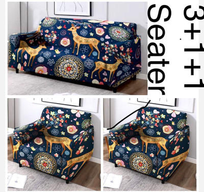 Flipkart SmartBuy Polyester 3+1+1 Seater Sofa Animal Cover(Pack of 1 Blue)