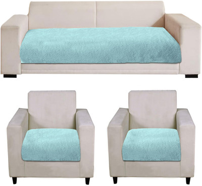 F i Polyester Plain 3+1+1 Seater Sofa Cover(Turq Pack of 3)