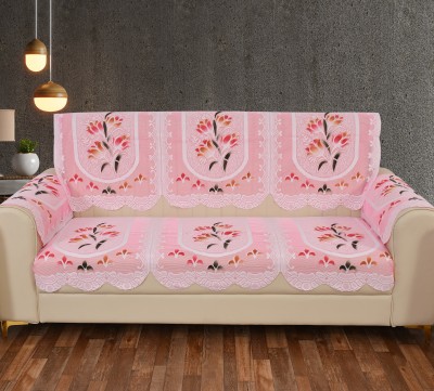 WiseHome Polycotton Floral Sofa Cover(Pink Pack of 8)