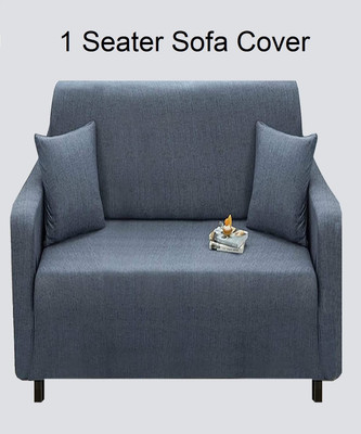 lukzer Polyester Striped 1 Seater Sofa Cover(Dark Blue Lining Design Pack of 1)