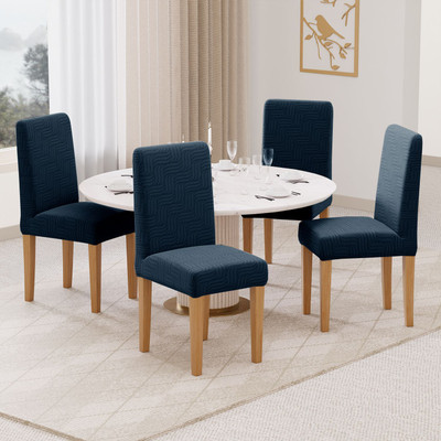 lukzer Jacquard 1 Seater Chair Plain Cover(Pack of 4 Pastel Marine Blue Ripple Lines)