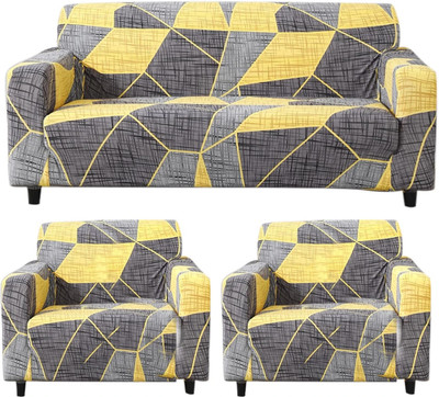 HOKiPO Polyester 3+1+1 Seater Sofa Abstract Cover(Pack of 3 Abstract Grey)