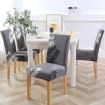 QUIRKYHUB Polycotton Geometric 1 Seater Chair Cover(grey Pack of 8)