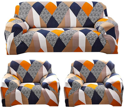 TURIYA Polyester, Polycotton 3+1+1 Seater Sofa Abstract Cover(Pack of 1 Multicolor)