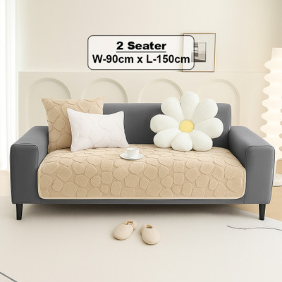 Dream Care Fleece 2 Seater Sofa Plain Cover(Pack of 1 Beige)