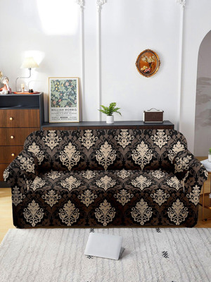 papsun Polyester 3 Seater Sofa Floral Cover(Pack of 1 Brown)