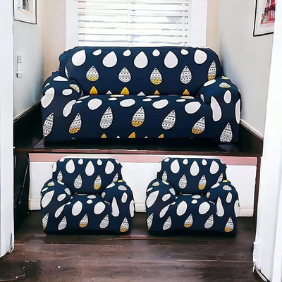 Rajivfab Polyester 3+1+1 Seater Sofa Floral Cover(Pack of 3 blue)