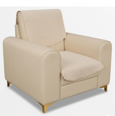 PRAKHARYA Velvet 1 Seater Sofa Plain Cover(Pack of 2 Cream)