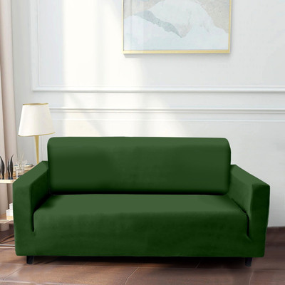 Cortina Polyester Plain 2 Seater Sofa Cover(Green, Clear Pack of 1)