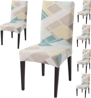 HOKiPO Polyester 6 Seater Chair Abstract Cover(Pack of 6 Multicolor)