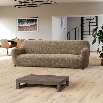 Bellissima Covers Pet Friendly 4 Seater Sofa Plain Cover(Pack of 1 Mediterraneo Coffee)