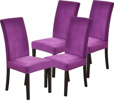 Sheikh Decore Velvet 1 Seater Chair Plain Cover(Pack of 4 PURPLE)