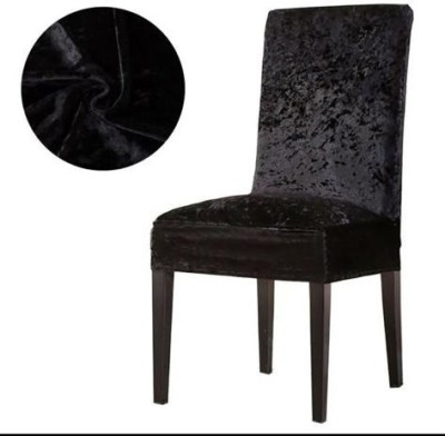 Akshara Loomtex Velvet Plain Chair Cover(Black Pack of 1)