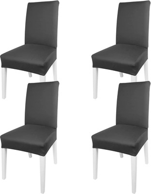 Rhydin Polyester 1 Seater Chair Plain Cover(Pack of 4 Grey)