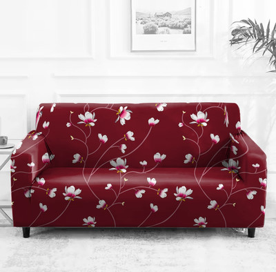 Shri Paras Traders Polyester 3 Seater Sofa Floral Cover(Pack of 3 RED)